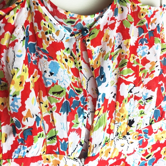 Topshop Floral Print fall on flowy dress short sz4 - Picture 2 of 8